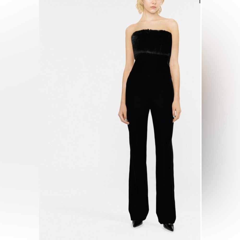 IMPERIAL Faux Fur Jumpsuit in Black